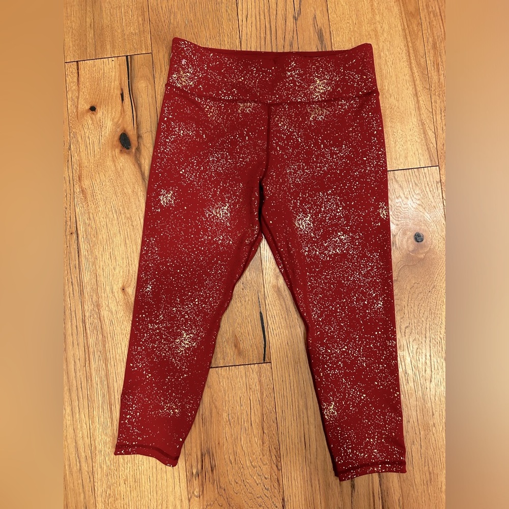 Zyia Red with Golden Flakes Leggings Size 20
